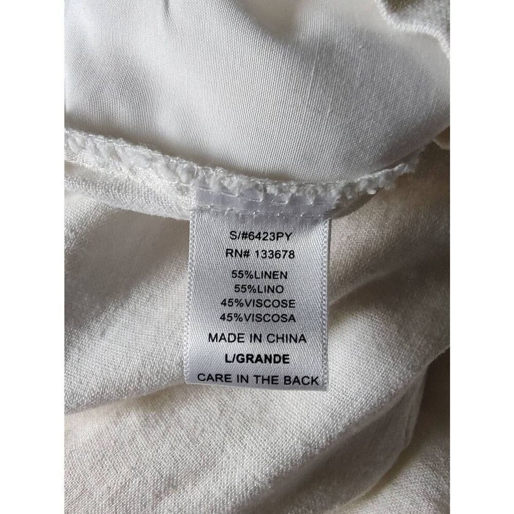 Love Tree Women's Size Large White Linen Paper Bag Straight Pants - Picture 6 of 7